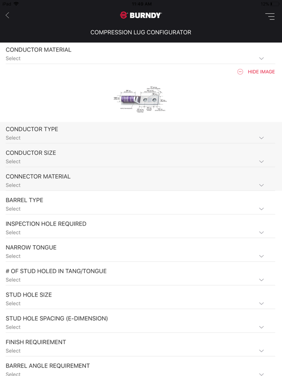 Burndy Connect iPad screenshot