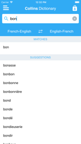 Collins French Dictionary screenshot