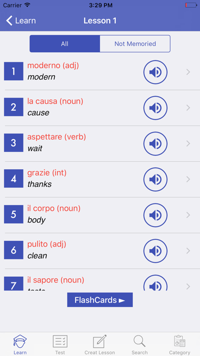 Screenshot #2 pour Learn Italian Vocabulary
