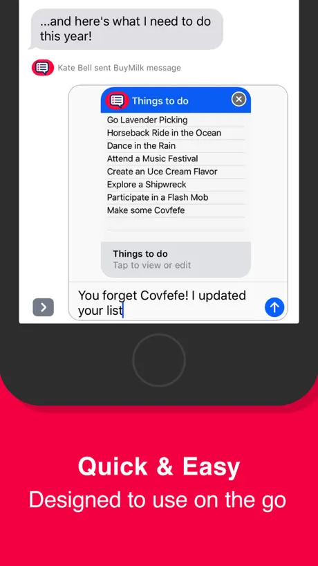 BuyMilk: Lists in iMessage