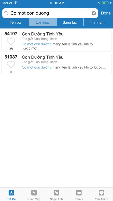 Karaoke List Vietnam