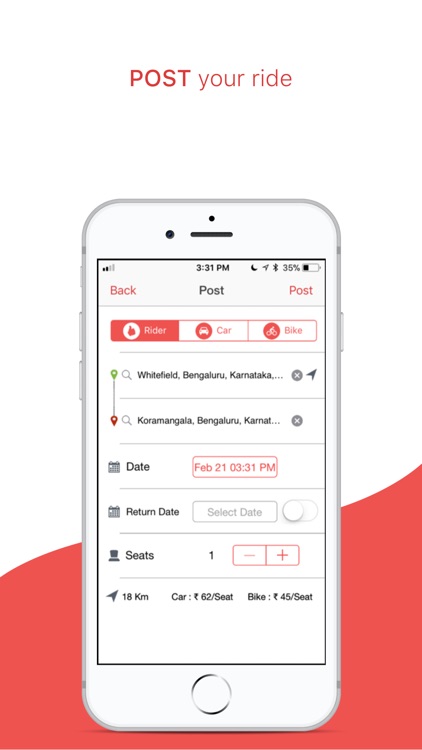 sRide - Carpooling App