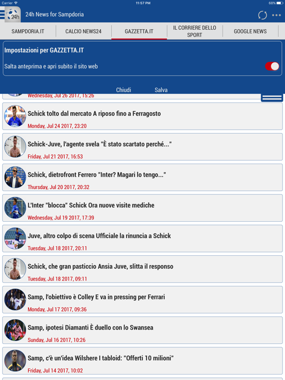 Screenshot #5 pour 24h News for Sampdoria