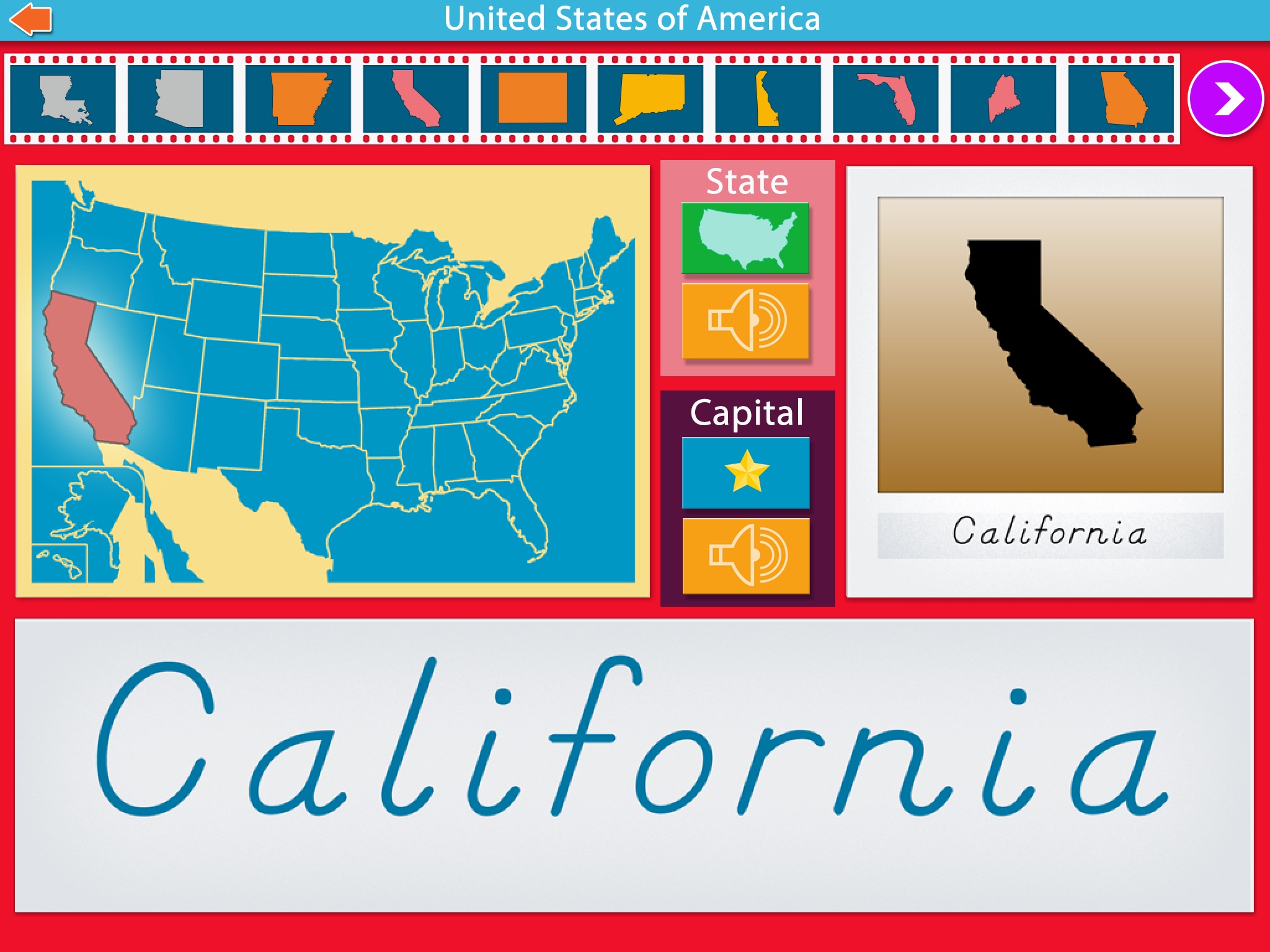 U.S. State Capitals -Montessori Geography for Kids screenshot 3