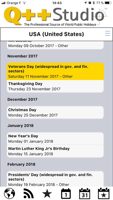 Q++ Worldwide Public Holidays screenshot 2