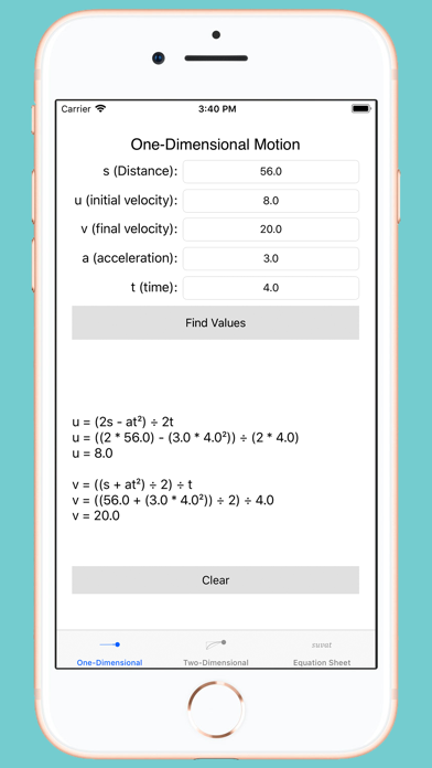 SUVAT Solver screenshot 2