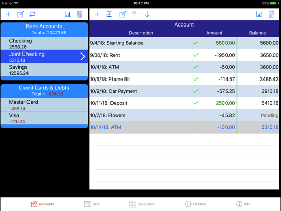 Screenshot #4 pour iCheckBalance for iPad