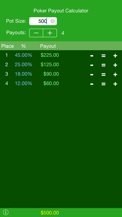 Poker Payout Calc Screenshot