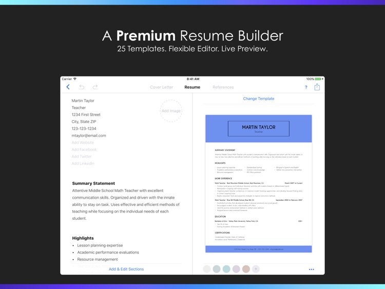 Resumes by Nobody - Resume Builder, 25 Templates screenshot-0