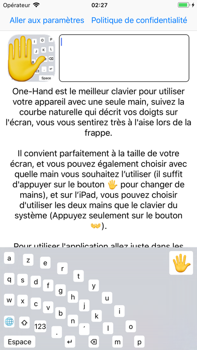 Screenshot #2 pour One-Hand Keyboard