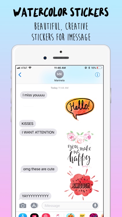 Watercolor Text Emoji Stickers