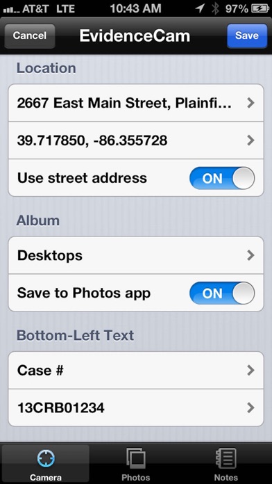 EvidenceCam (photo evidence for iPhone & iPod Touch) screenshot 2