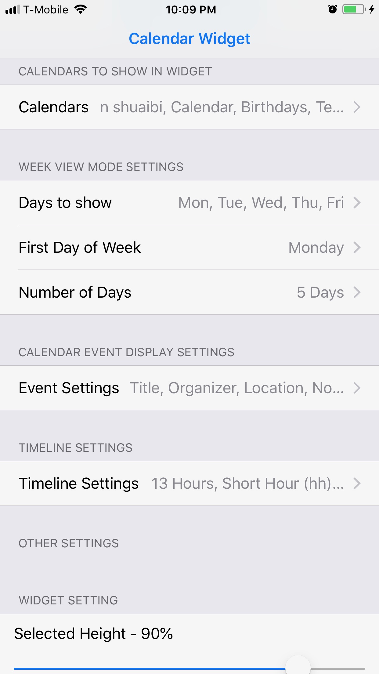Screenshot do app Week Calendar Widget Pro