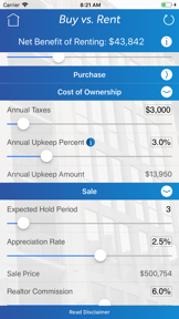 Buy vs. Rent Calculator screenshot