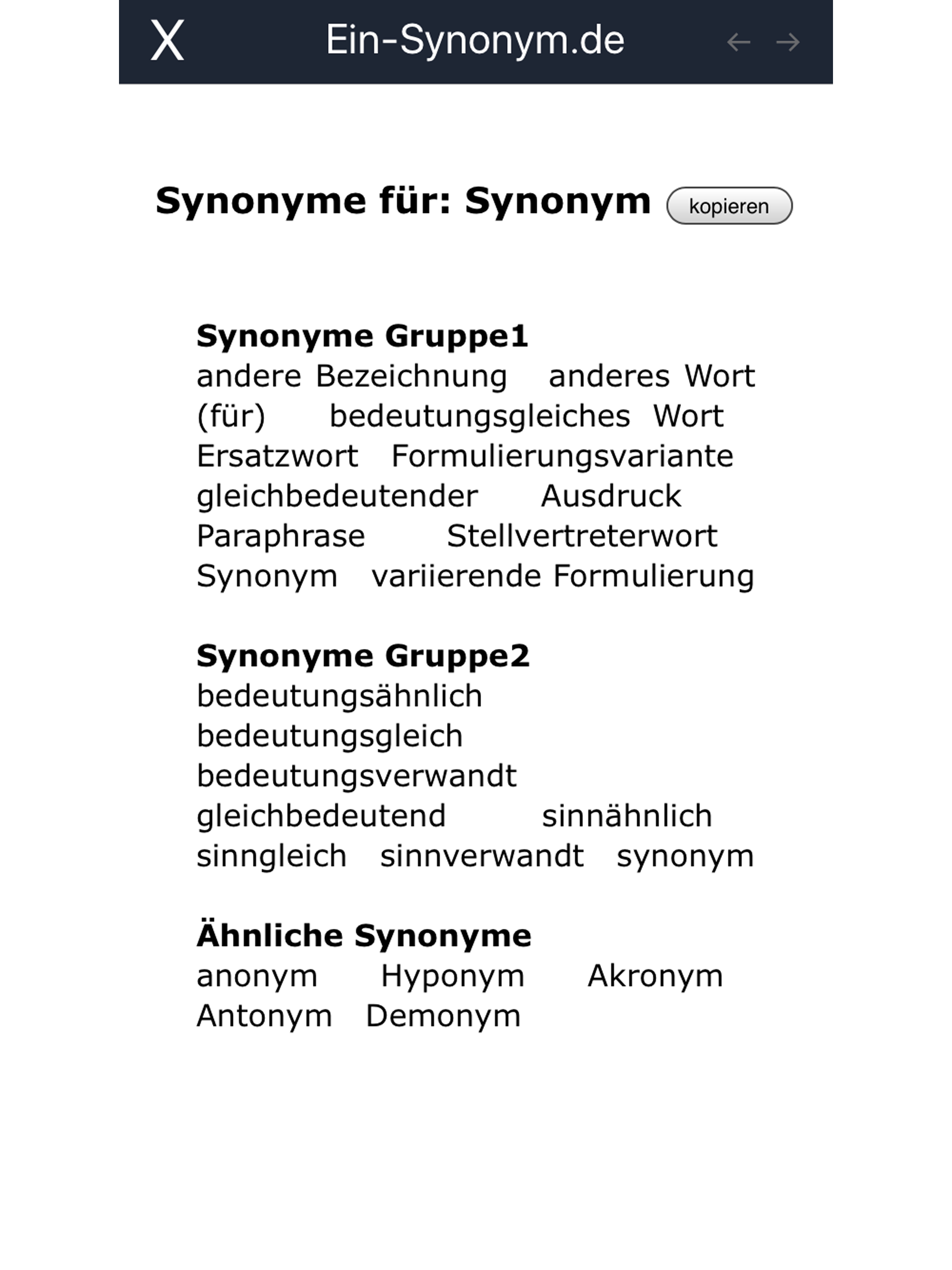 Ein-Synonym.de - Wörterbuch