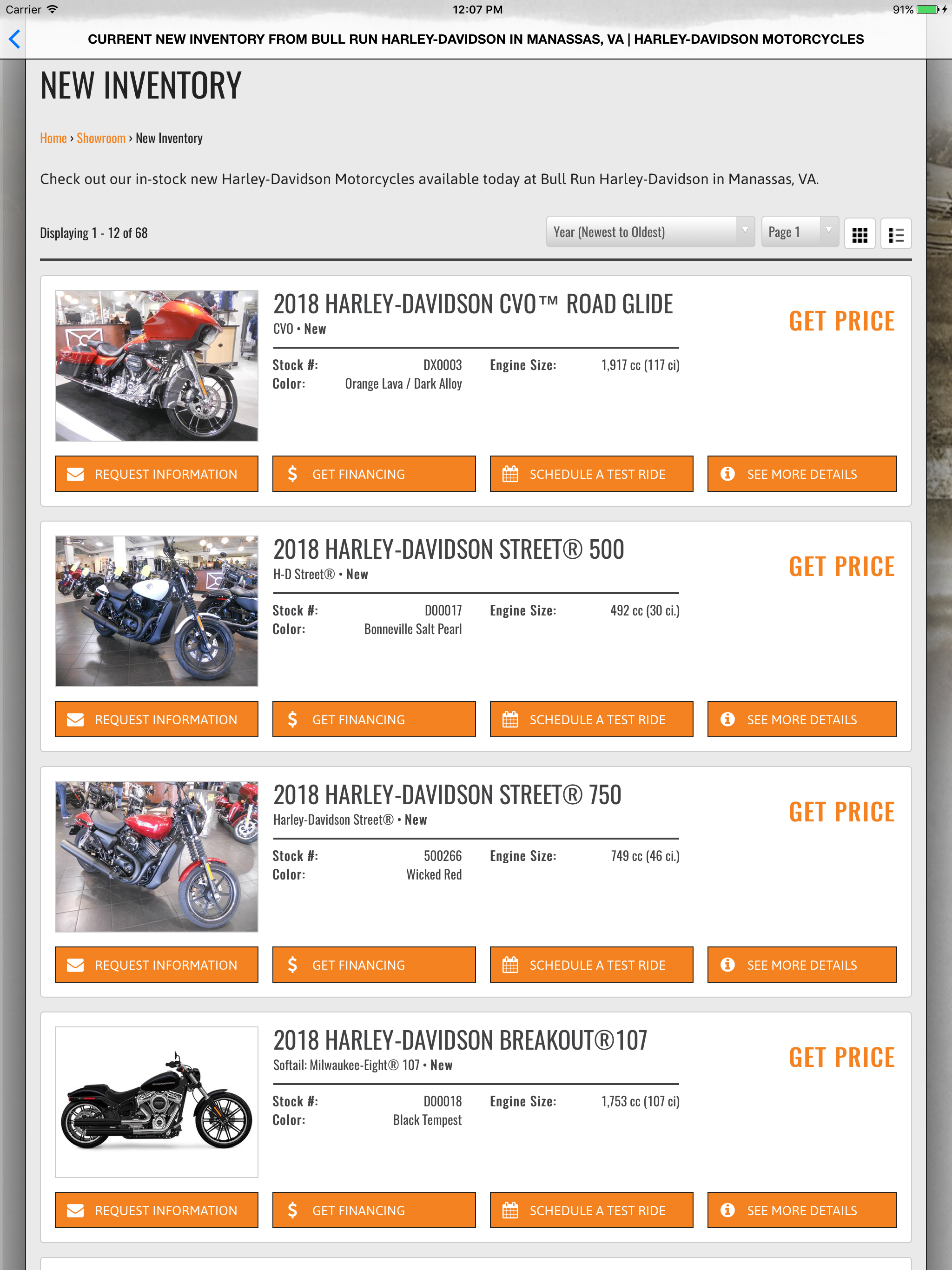 Bull Run Harley-Davidson screenshot 6