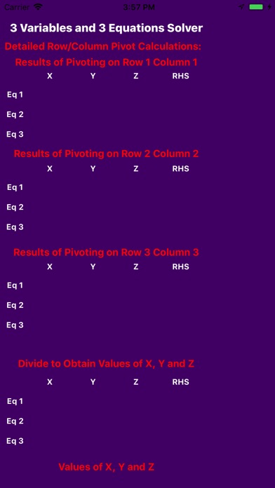 Solve3Var3Eq screenshot 2