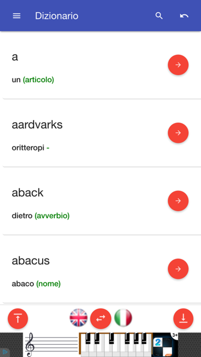 Screenshot #1 pour Dictionnaire anglais italien