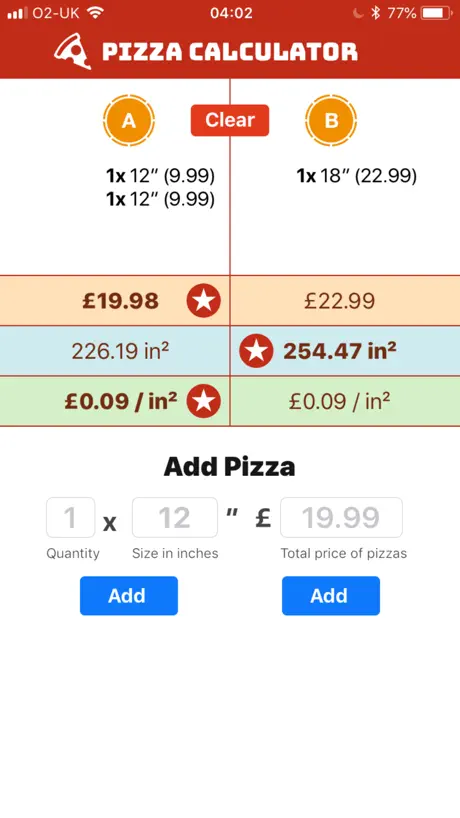 Pizza Calculator
