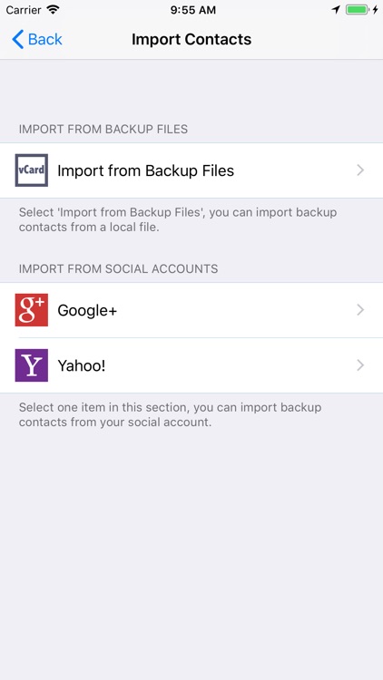 Backup & Import Contacts