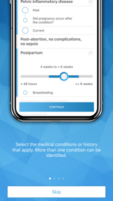 Contraception Eligibility tool screenshot
