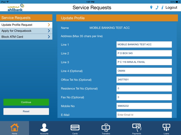 Ahlibank M-Bank for iPad