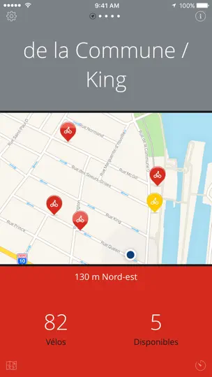 Capture d'écran de Montreal Bikes — Une App Bixi Bike One-Tap sur iPhone 3