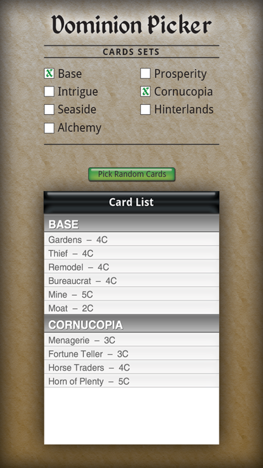 #2. Dominion Card Picker (iOS) 由: Mike Hempfling