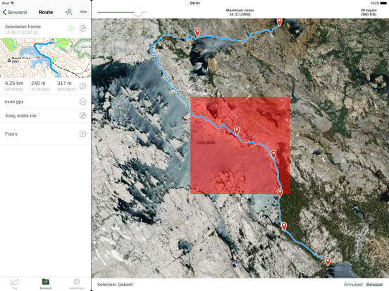 Gaia GPS iPad app afbeelding 4