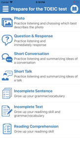 Prep for the Toeic test screenshot