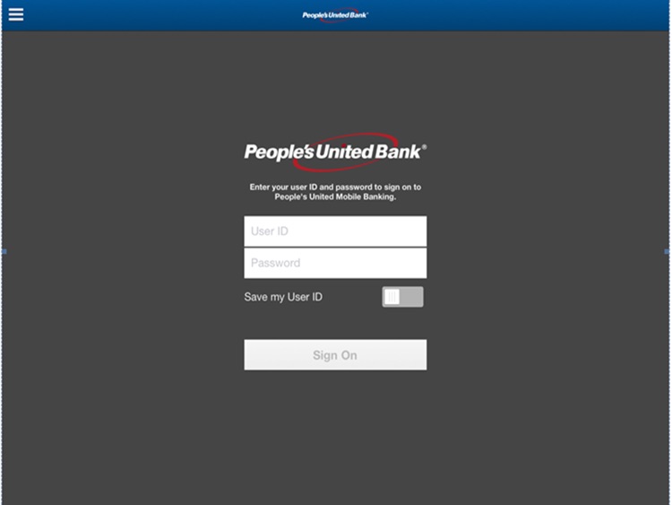 People's United Bank Mobile Banking for iPad