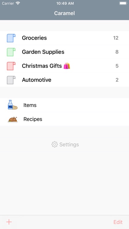 Caramel Grocery List