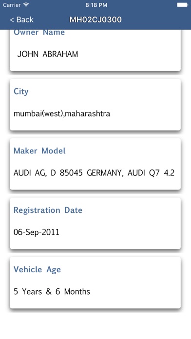 Vehicle Registration Info screenshot 2