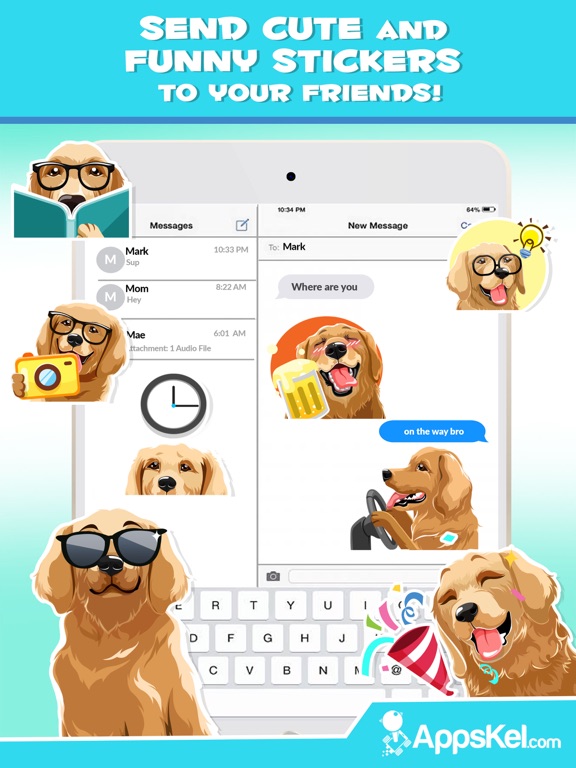 Golden Retriever Dog Emoji iPad screenshot 3 - Entertainment app