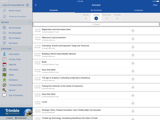 iPad Image of Trimble Events