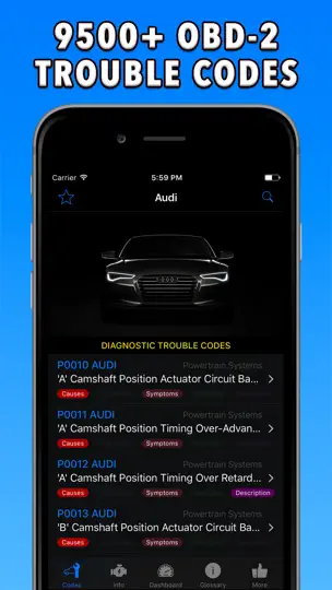 Скриншот OBD-2 Audi на iPhone 1