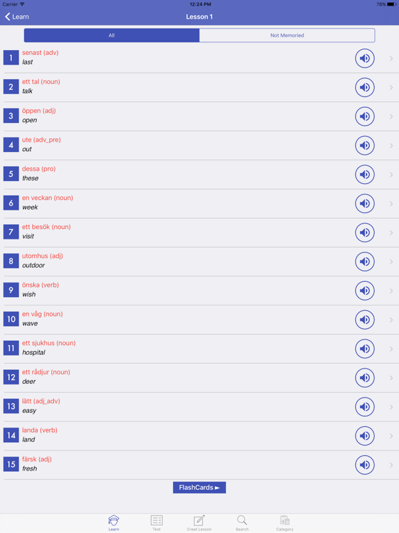 Screenshot #5 pour Learn Swedish Vocabulary