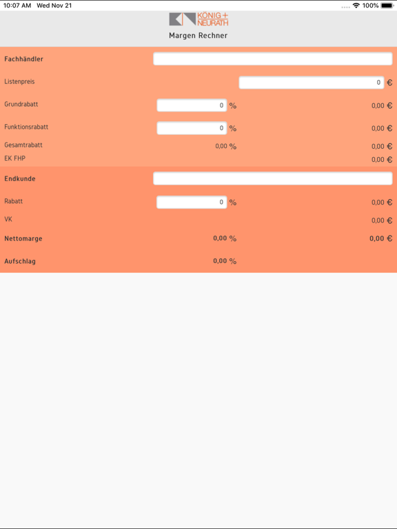 Screenshot #4 pour König + Neurath Margen Rechner