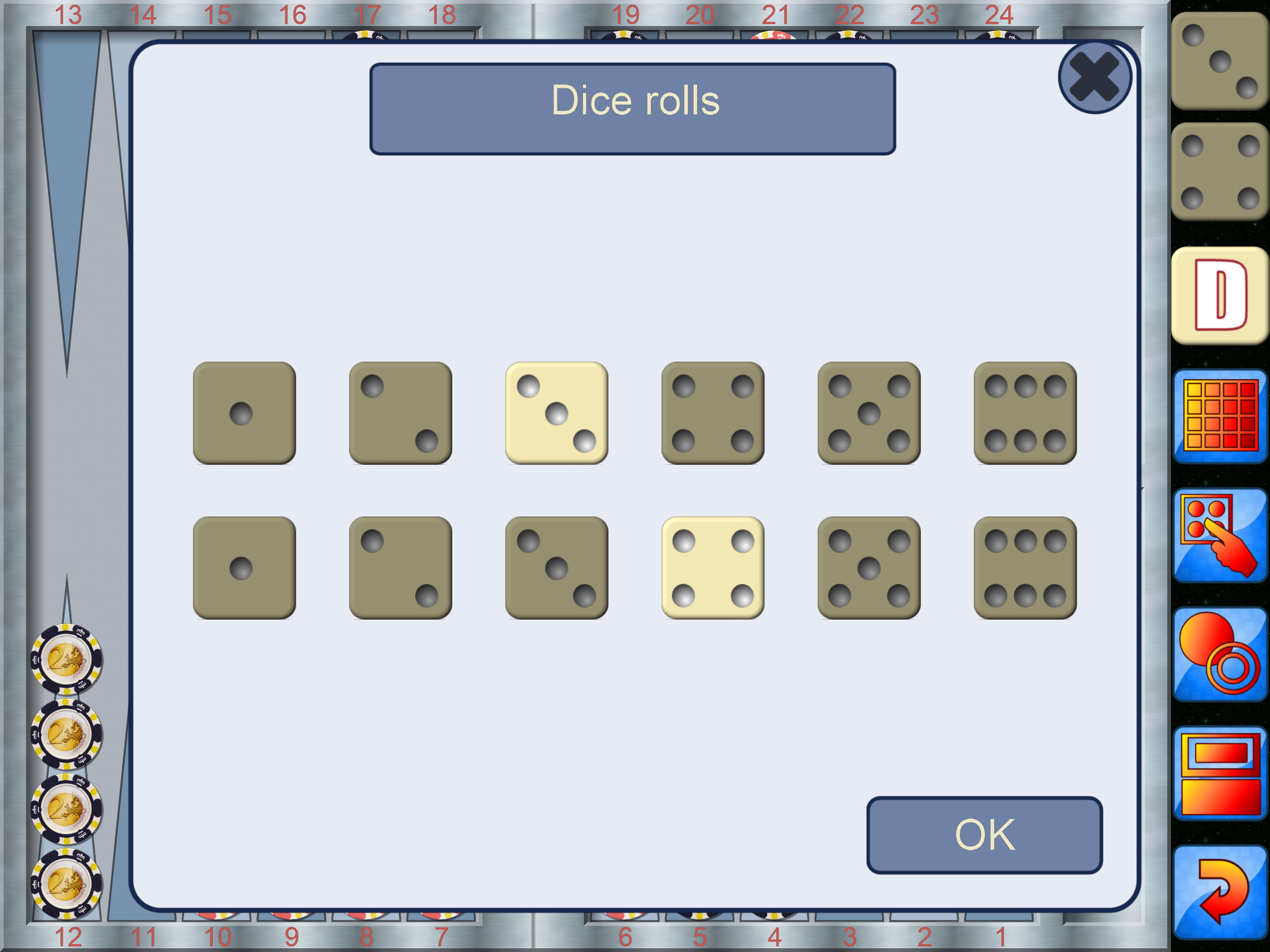 Backgammon V+, fun dice game