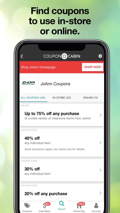 CouponCabin: Cash Back & Deals