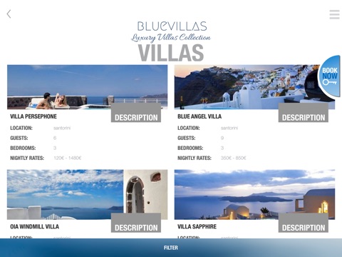 Blue Villas Collection Mykonos Santorini for iPad screenshot 4