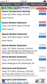 Weather Watches, Warnings and Advisories screenshot