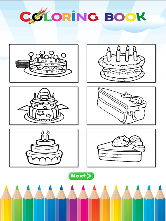 Cake Happy Birthday Coloring Book : Educational Learning Games For Kids & Toddler iPad screenshot