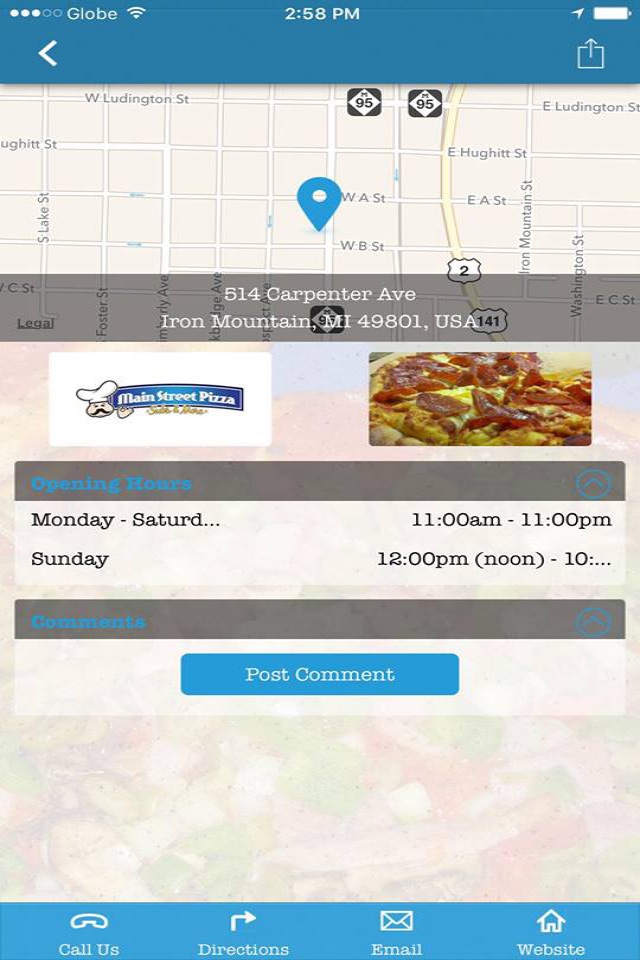 Main Street Pizza - Pizza, Subs & more - Location in Gladstone & Iron Mountain Michigan screenshot 3