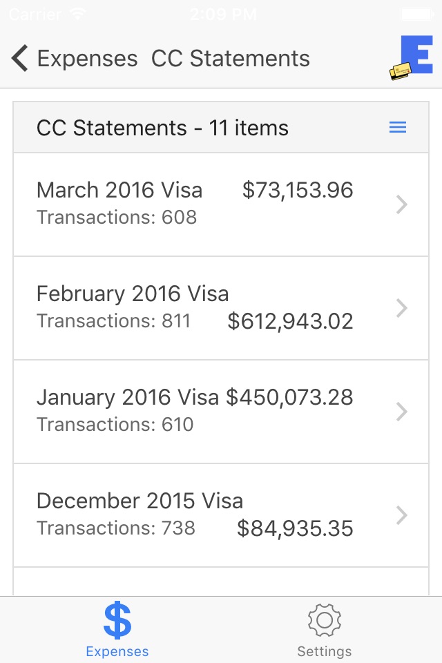 NSI Expenses screenshot 2