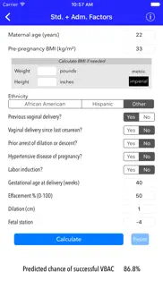 vbac calculator - predict success rates for vaginal birth after cesarean iphone screenshot 3