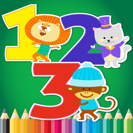 123 Coloring Book for children age 1-10: Learn to write and color numbers with each coloring pages game free icon