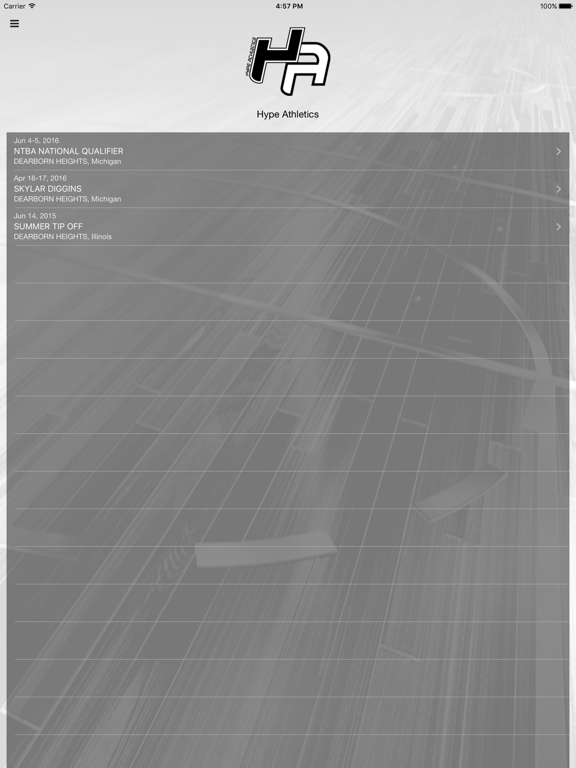 Hype Athletics Events iPad screenshot 1 - Sports app