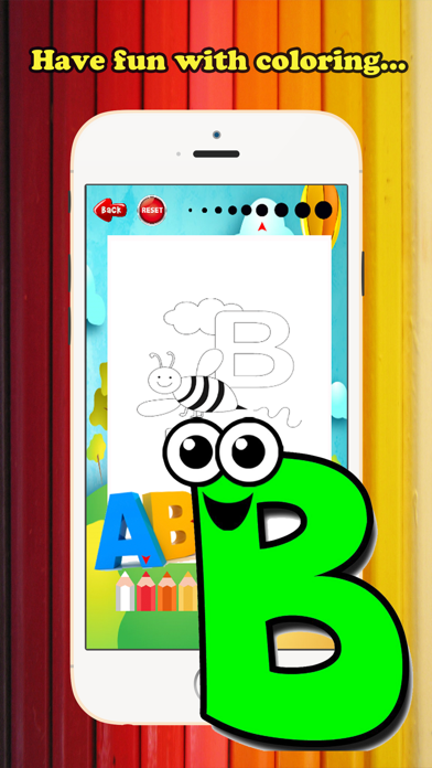 ABC Coloring Book for children age 1-10 (Alphabet Upper): Drawing & Coloring page games free for learning skill iPhone screenshot