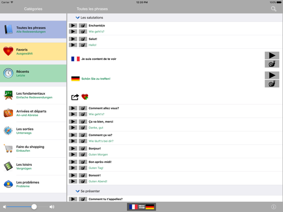 French / German Talking Phrasebook Translator Dictionary - Multiphrasebook iPad screenshot